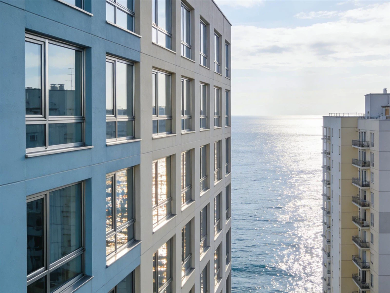 Multi-unit coastal building with energy-efficient impact windows Multi-unit coastal building with energy-efficient impact windows